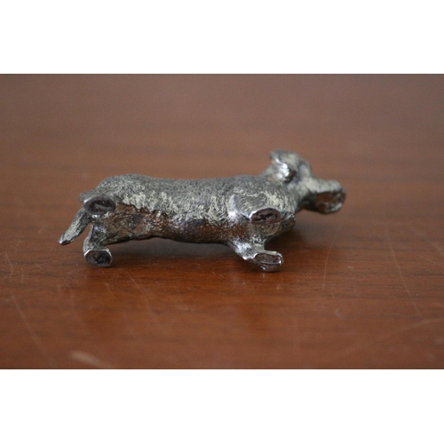 416 - Nice Small White Metal Dachshund