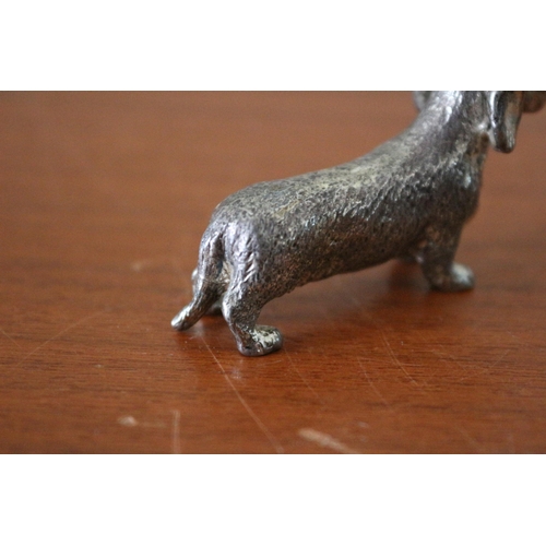 416 - Nice Small White Metal Dachshund