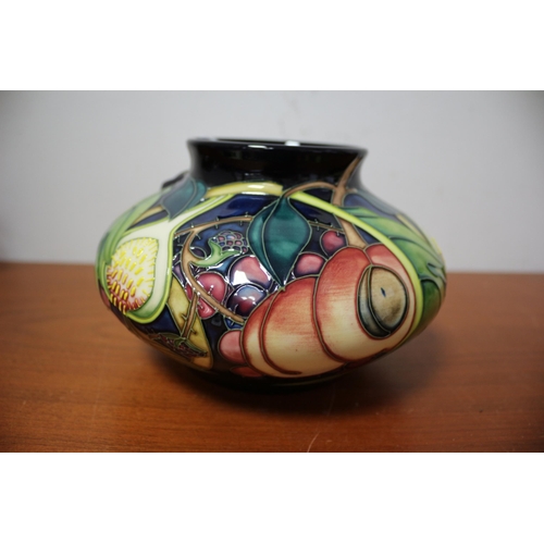 420 - Moorcroft ' Queens Choice' Squat Vase - 18cm Dia x 12cm Tall - Red Dot - 2000 - Marked to Base