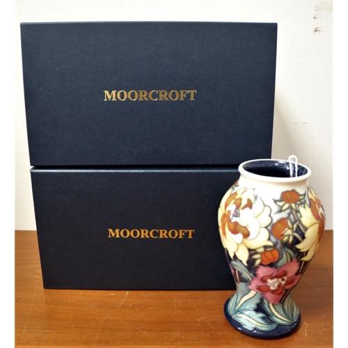 423 - Moorcroft Vase - Floral Design 2019 - 10cm Dia x 18cm Tall - 1st Quality - Marked to Base - Boxed