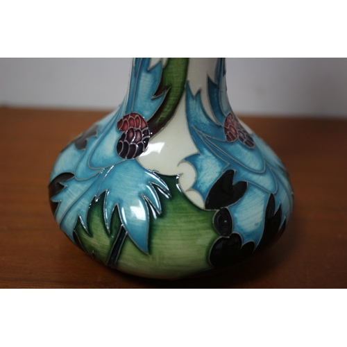 424 - Moorcroft 'Sea Holly' Design Vase - 1st Quality - 20cm Tall