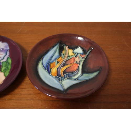 425 - 2 x Moorcroft 'Pansy & a Tulip' Pin Dishes - 1st Quality - Mark to Base