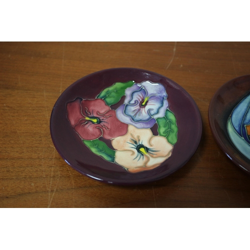 425 - 2 x Moorcroft 'Pansy & a Tulip' Pin Dishes - 1st Quality - Mark to Base