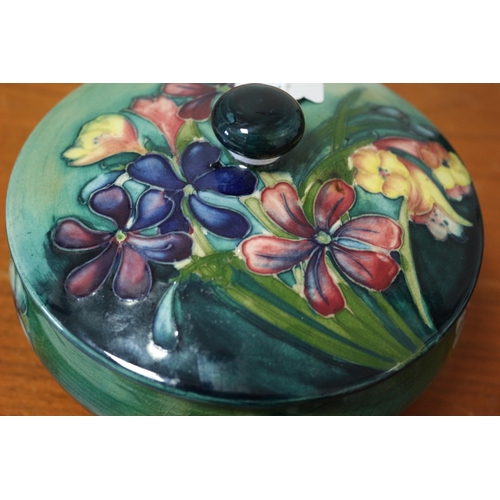 435 - Moorcroft 'Spring Flowers' Powder Pot with Cover - Impressed Signature & Potter to H.M. The Queen 19... 