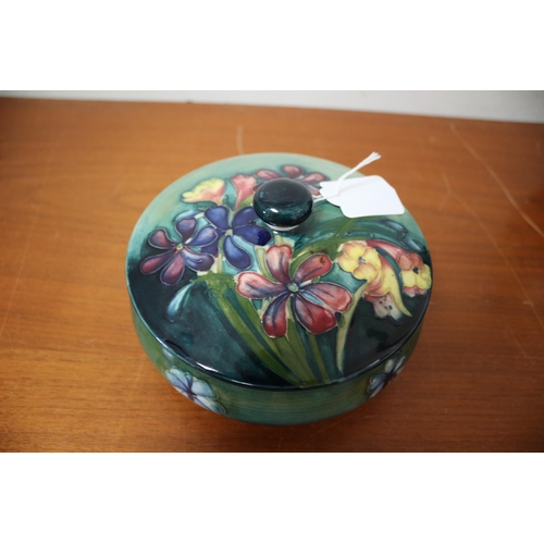 435 - Moorcroft 'Spring Flowers' Powder Pot with Cover - Impressed Signature & Potter to H.M. The Queen 19... 