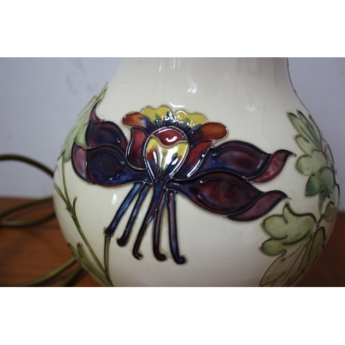 438 - Moorcroft ' Columbine' Design Lamp - 32cm Tall - 1st Quality - Marks to Base - Working