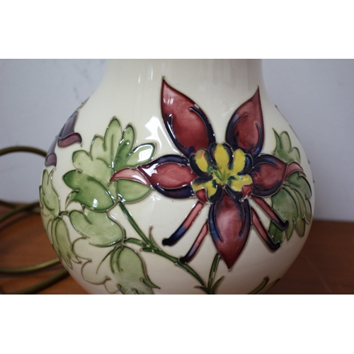 438 - Moorcroft ' Columbine' Design Lamp - 32cm Tall - 1st Quality - Marks to Base - Working