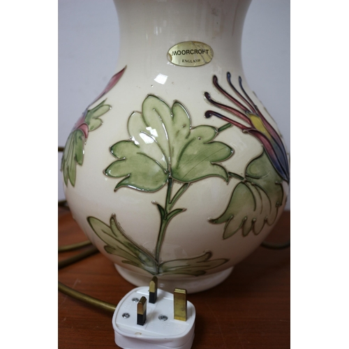 438 - Moorcroft ' Columbine' Design Lamp - 32cm Tall - 1st Quality - Marks to Base - Working