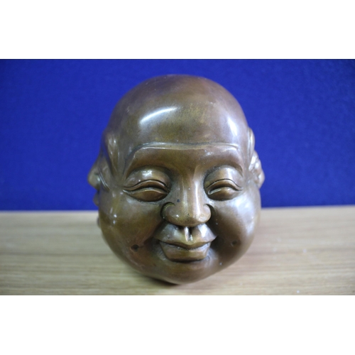 477 - Bronze 4 Faced Buddha - 12cm Tall - Character Mark to Base