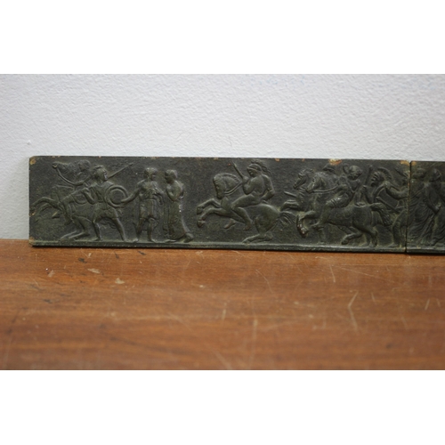 485 - 2 x Aged Bronze Relief Plaques Initialled P.K on the Reverse - Roman or Greek Style - 15.5 cm Each -... 