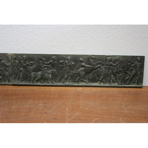 485 - 2 x Aged Bronze Relief Plaques Initialled P.K on the Reverse - Roman or Greek Style - 15.5 cm Each -... 