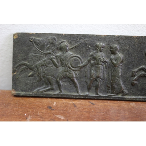 485 - 2 x Aged Bronze Relief Plaques Initialled P.K on the Reverse - Roman or Greek Style - 15.5 cm Each -... 