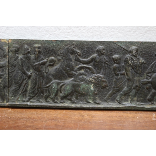 485 - 2 x Aged Bronze Relief Plaques Initialled P.K on the Reverse - Roman or Greek Style - 15.5 cm Each -... 