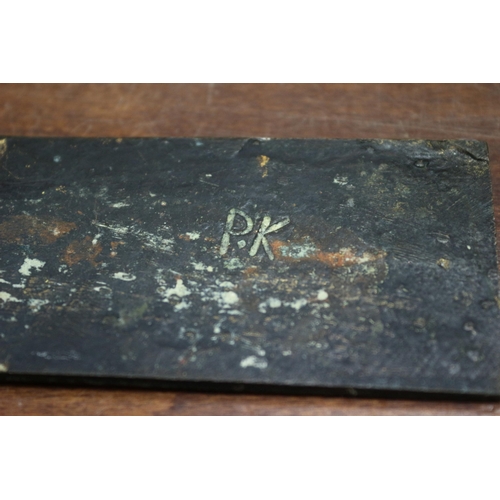 485 - 2 x Aged Bronze Relief Plaques Initialled P.K on the Reverse - Roman or Greek Style - 15.5 cm Each -... 