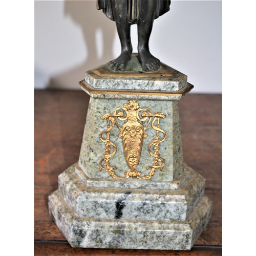 486 - Absolutely Stunning Pair of Aged Large French Bronze Figurine Candlesticks, Each With a Roman Woman ... 