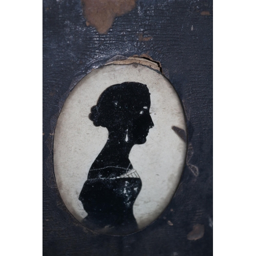 508 - Victorian Silhouette Cut Out of a Young Woman in Frame - 11.5 x 9cm