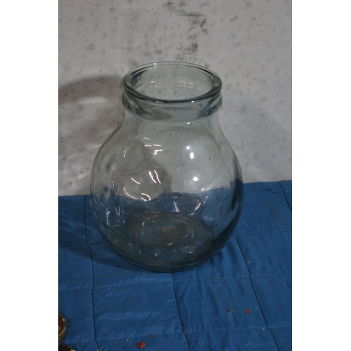 512 - Victorian Era Large, Heavy, Hand Blown Glass Jar - Shows Bubbles and Handling Lumps - 24cm