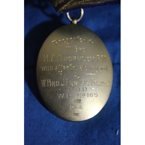 514 - Original Morgan Alfred Thornley Masonic Garb including a Heavy Silver Hallmarked, Birmingham 1926, a... 