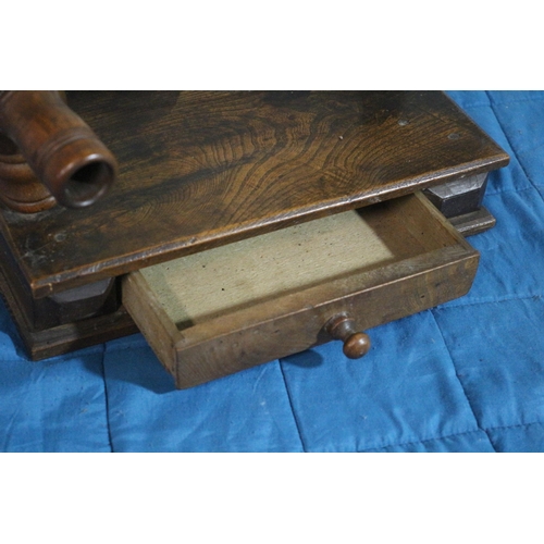 520 - 19th Century Hand Crafted Wooden Spinning Bobbin Winder with Drawer