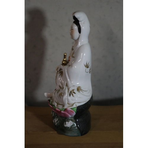 524 - Mid Century Export Chinese Glazed Deity Figure - 22cm Tall