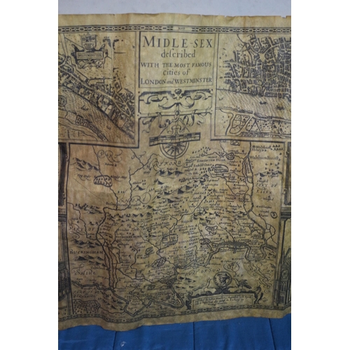 530 - Aged Map on Parchment Paper of Middlesex by John Speed