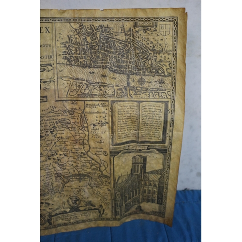 530 - Aged Map on Parchment Paper of Middlesex by John Speed