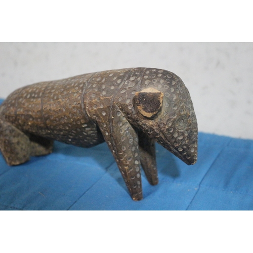 531 - Believed to be an Antique Hand Carved Tribal Wooden Figure of a Lizard - 23cm Long