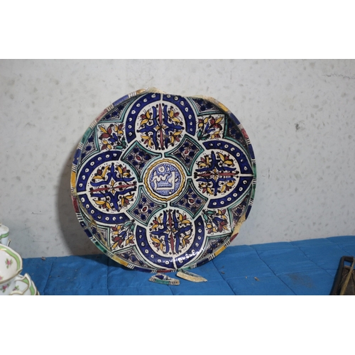 536 - 19th Century Large Moorish Ceramic Dish - Highly Decorated - 34cm Dia