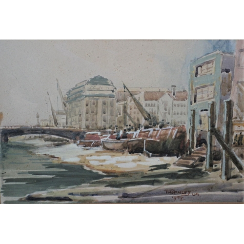 540 - Framed and Glazed Watercolour - Low Water at Cannon Street - by Thornley (Morgan Alfred Thornley. AB... 