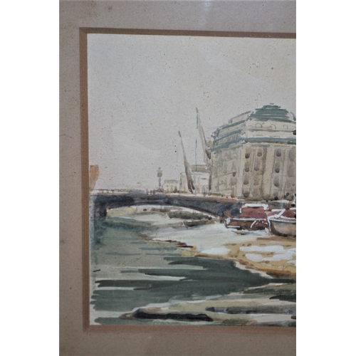 540 - Framed and Glazed Watercolour - Low Water at Cannon Street - by Thornley (Morgan Alfred Thornley. AB... 