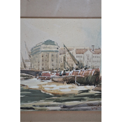 540 - Framed and Glazed Watercolour - Low Water at Cannon Street - by Thornley (Morgan Alfred Thornley. AB... 