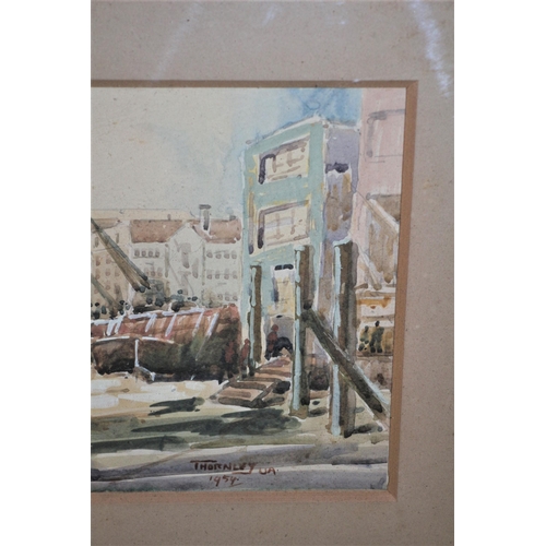 540 - Framed and Glazed Watercolour - Low Water at Cannon Street - by Thornley (Morgan Alfred Thornley. AB... 