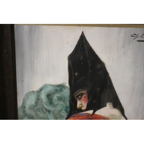 542 - Framed and Glazed Oil on Canvas - Mysterious Spanish Lady - by CH Cousin