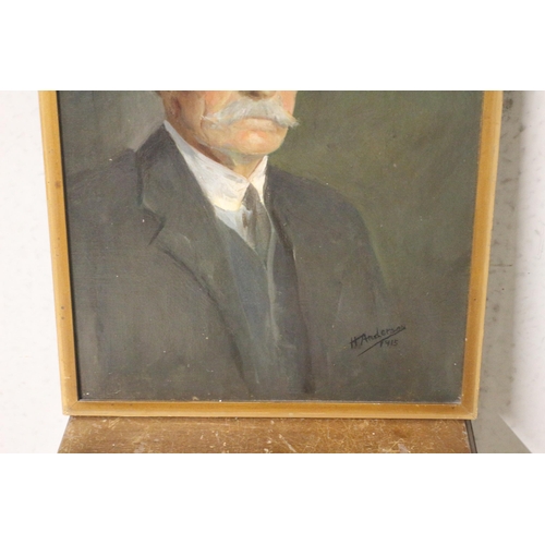 543 - Framed Oil Painting of a Distinguished Gentleman 1915 by H Anderson - Signed Bottom Right Corner