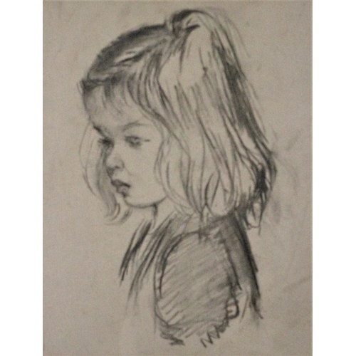 548 - Charcoal Painting of a Young Girl by Aileen Thornley - Framed and Glazed