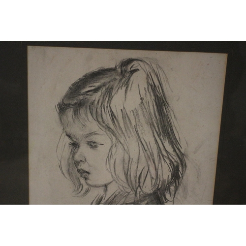 548 - Charcoal Painting of a Young Girl by Aileen Thornley - Framed and Glazed