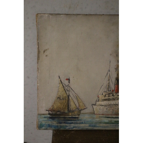 550 - Morgan Alfred Thornley. ABWS, NSA. (1897-1965) - Double sided Painting - Main Side of a Steam Ship L... 