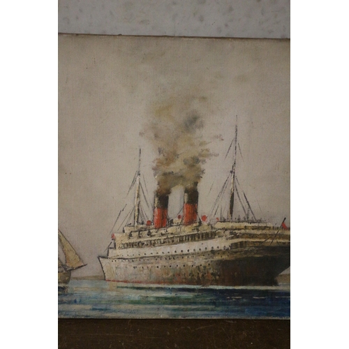 550 - Morgan Alfred Thornley. ABWS, NSA. (1897-1965) - Double sided Painting - Main Side of a Steam Ship L... 