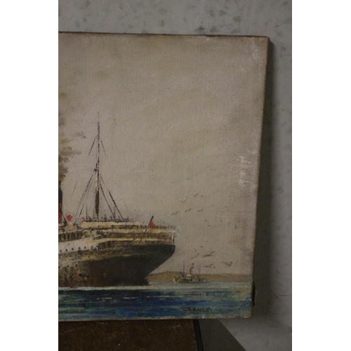 550 - Morgan Alfred Thornley. ABWS, NSA. (1897-1965) - Double sided Painting - Main Side of a Steam Ship L... 