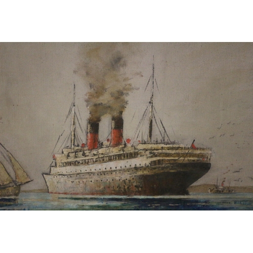 550 - Morgan Alfred Thornley. ABWS, NSA. (1897-1965) - Double sided Painting - Main Side of a Steam Ship L... 