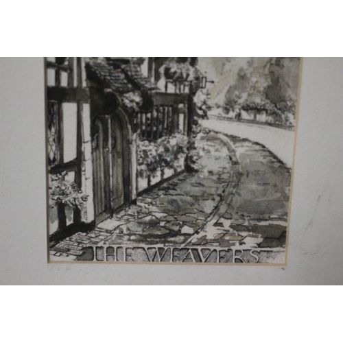 553 - John d'Arcy Thornley Ink and Wash of Weavers Biddenden - Framed - 1992