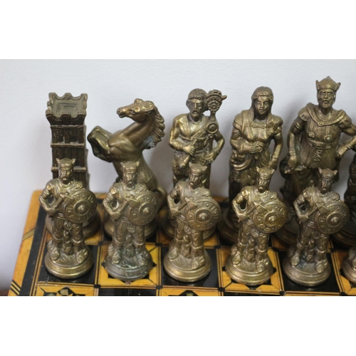 557 - Very Heavy 2 Metal Type Chess Pieces (One Roman Style the Other Viking Style) - with an Antique Moth... 