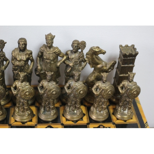 557 - Very Heavy 2 Metal Type Chess Pieces (One Roman Style the Other Viking Style) - with an Antique Moth... 