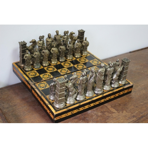 557 - Very Heavy 2 Metal Type Chess Pieces (One Roman Style the Other Viking Style) - with an Antique Moth... 