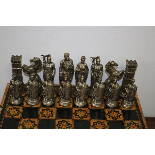 557 - Very Heavy 2 Metal Type Chess Pieces (One Roman Style the Other Viking Style) - with an Antique Moth... 