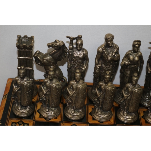 557 - Very Heavy 2 Metal Type Chess Pieces (One Roman Style the Other Viking Style) - with an Antique Moth... 