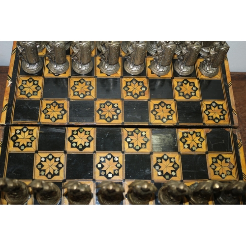 557 - Very Heavy 2 Metal Type Chess Pieces (One Roman Style the Other Viking Style) - with an Antique Moth... 