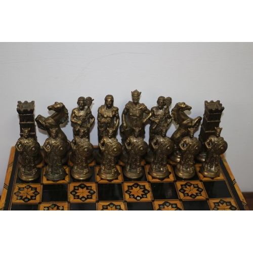 557 - Very Heavy 2 Metal Type Chess Pieces (One Roman Style the Other Viking Style) - with an Antique Moth... 