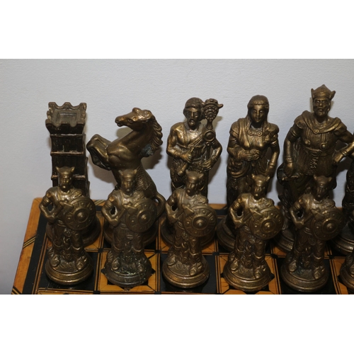 557 - Very Heavy 2 Metal Type Chess Pieces (One Roman Style the Other Viking Style) - with an Antique Moth... 