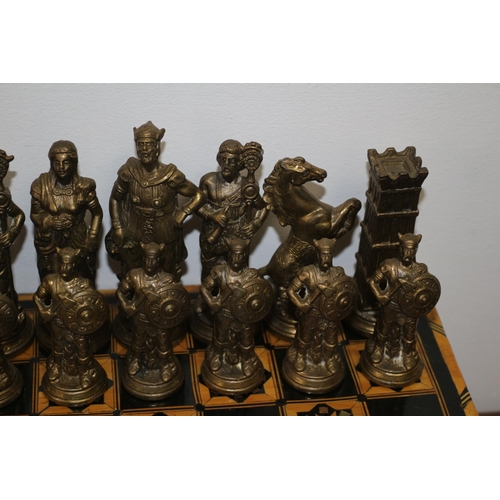 557 - Very Heavy 2 Metal Type Chess Pieces (One Roman Style the Other Viking Style) - with an Antique Moth... 